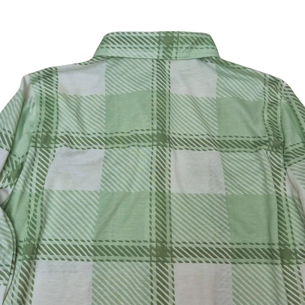 NWT Passport Womens Green Plaid Button Up Shirt Size M Front Tie Roll Tab Sleeve - Picture 9 of 10
